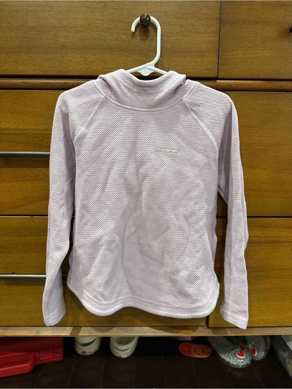Kids Lavender Waffle Pullover Hoodie with Mock Neck -